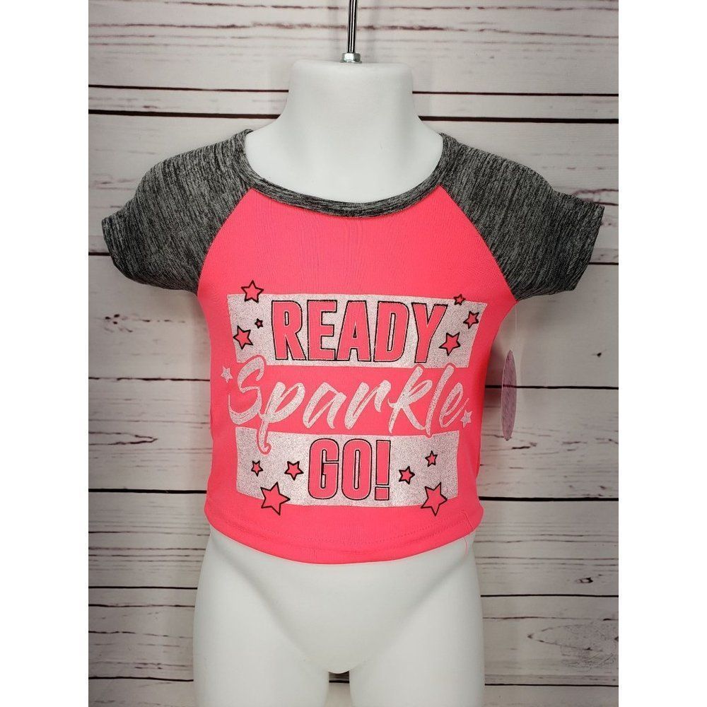 Diva hot pink gray ringer 12 MONTHs atlhetic READY SPARKLE GO short sleeve shirt